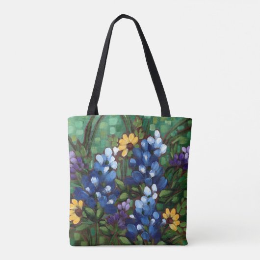 "Texas Wildflower-Bluebonnets" Aangepaste Canvas t Draagtas (Achterkant)