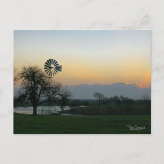 TEXAS-windmolen bij zonsondergang Briefkaart