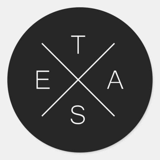 Texas X Shape State of Texas Tekst Ronde Sticker (Voorkant)