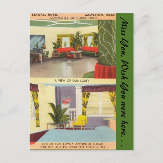 Texas, Zee Wall Hotel, Galveston Briefkaart (Voorkant)