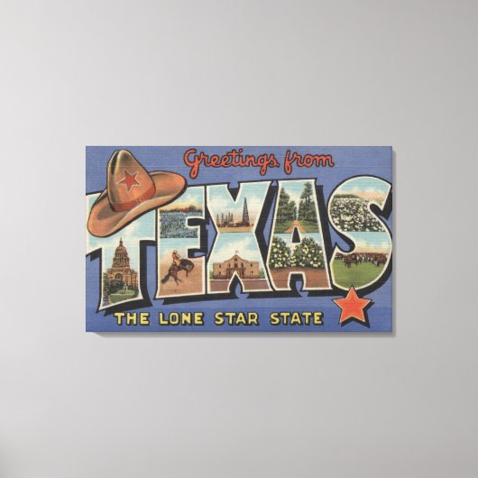 TexasGreetings van de Lone Star-staat Canvas Afdruk (Voorkant)