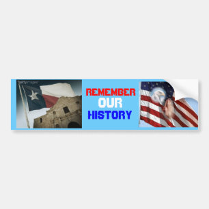 texasvlag en alamo, FlagEagleFoldedHands, REM... Bumpersticker