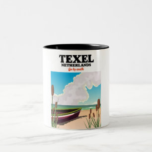 Texel Nederland reisposter Tweekleurige Koffiemok