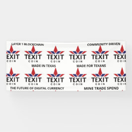 Texit Coin Officiële Logo Getiteld op Wit Spandoek