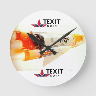 TeXit Coin Rocket Ship met logo Ronde Klok