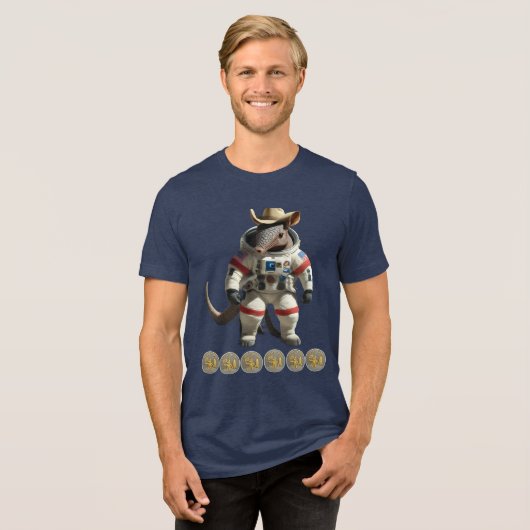 TexitCoin Gold Coin Back And Armadillo Front Tri-Blend Shirt (Voorkant volledig)
