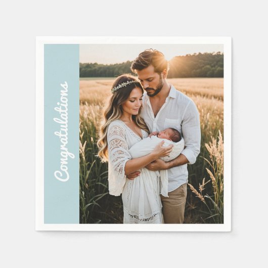 text and photo custom personalized party blue  servet (Voorkant)