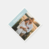 text and photo custom personalized party blue  servet (Hoek)