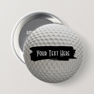 Text Area Golf Ball Sport Ronde Button 7,6 Cm