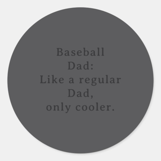 Text Funny Dad Baseball Ronde Sticker (Voorkant)