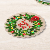 Text Joyeux Noël bewerken Kartonnen Onderzetters (Gekanteld)