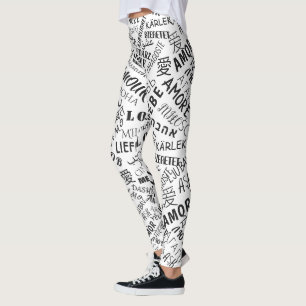 Text Leggings Love Multi Language - Your Colours
