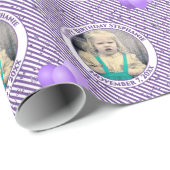 Text.Photo Paarse/White Simple Stripes Pattern Cadeaupapier (Rol Hoek)