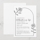 Text Rozen Arch Celebration of Life Invitation Kaart (Voorkant / Achterkant)