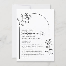 Text Rozen Arch Celebration of Life Invitation Kaart