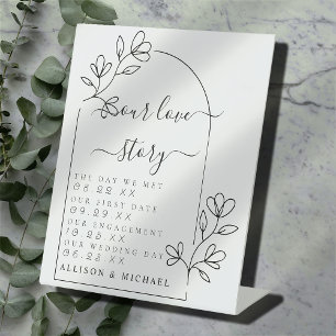 Text Script Our Love Story Chronologie Pedestal Si Reclamebord Met Voetstuk