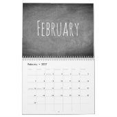 Texte 2017 noir et blanc de calendrier de tableau (Feb 2027)
