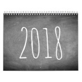 Texte 2018 noir et blanc de calendrier de tableau (Protection)