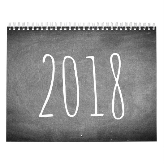 Texte 2018 noir et blanc de calendrier de tableau (Protection)