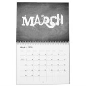 Texte 2019 noir et blanc de calendrier de tableau (Mar 2026)