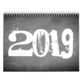 Texte 2019 noir et blanc de calendrier de tableau (Protection)