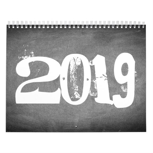 Texte 2019 noir et blanc de calendrier de tableau (Protection)