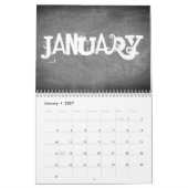 Texte 2019 noir et blanc de calendrier de tableau (Jan 2027)