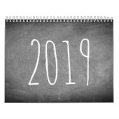 Texte 2019 noir et blanc de calendrier de tableau (Protection)