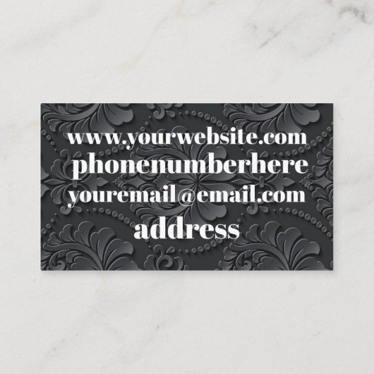 Texte blanc avec carte de visite arrière - plan no (Dos)