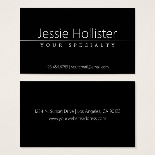 Texte blanc classique simple en noir (Devant & derrière)