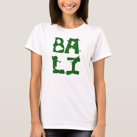 Texte blanc de vert de T-shirt de Bali pour la (Devant)