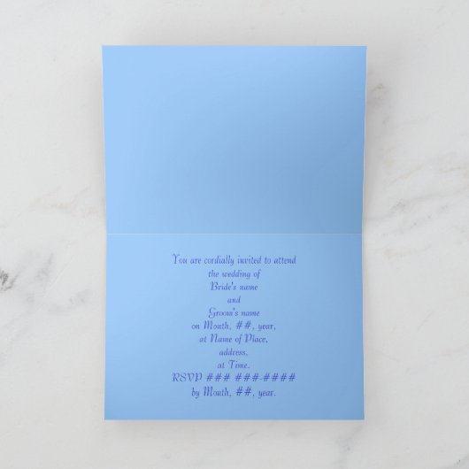 Texte bleu sur bleu, Invitations de mariage, modèl (Intérieur)