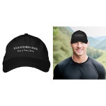 Texte commercial blanc brodé sur le Casquette<br><div class="desc">Casquette que vous pouvez customiser en tapant votre nom d'entreprise, ville ou ville et état. Le texte sera brodé sur le casquette. La couleur du fil est blanche. Vous pouvez l'inclure dans vos produits promotionnels, cadeaux ou cadeaux offerts à vos clients ou clients, une stratégie de marketing pour annoncer votre...</div>