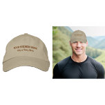 Texte commercial brodé sur le Casquette kaki<br><div class="desc">Casquette kaki que vous pouvez customiser en tapant votre nom d'entreprise, ville ou ville et état. Le texte sera brodé sur le casquette. Vous pouvez l'inclure dans vos produits promotionnels, cadeaux ou cadeaux offerts à vos clients ou clients, une stratégie de marketing pour annoncer votre entreprise ou promouvoir votre marque....</div>
