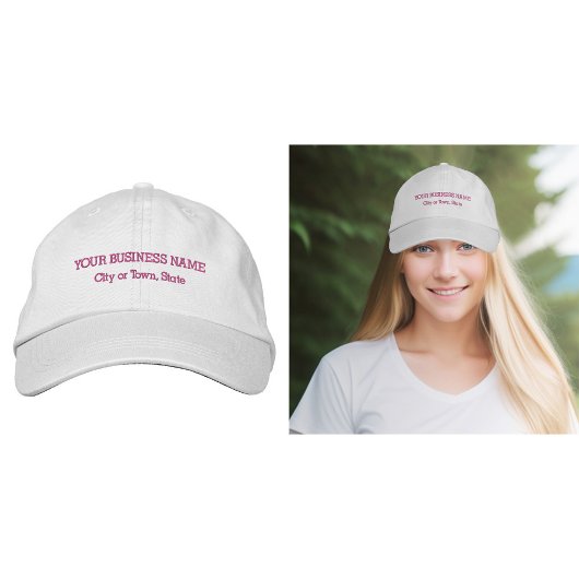 Texte commercial rose brodé sur Casquette