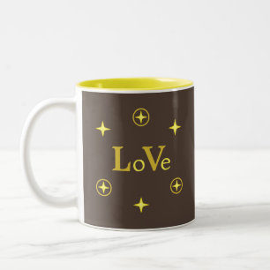 Texte d'amour élégant et étoiles sur un mug café m