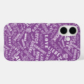 Texte d'amour multilingue coque iphone violet (Verso (horizontal))