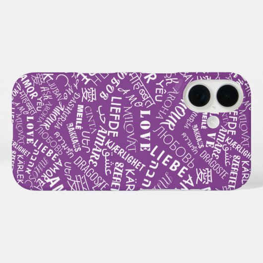 Texte d'amour multilingue coque iphone violet (Verso (horizontal))
