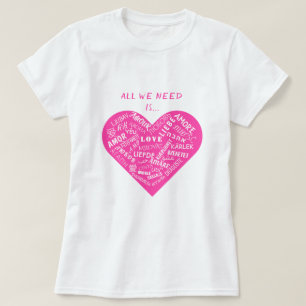 Texte d'amour multilingue T-shirt cadeau internati