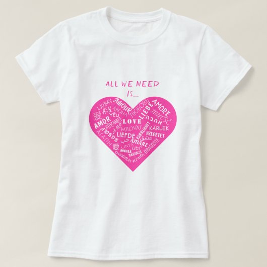 Texte d'amour multilingue T-shirt cadeau internati (Design devant)