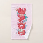 Texte d'amour rouge en lettres bloc gras Aquarelle (Serviette à main)