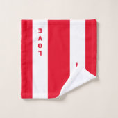 Texte d'amour sur rayé rouge et blanc (Gant de toilette)