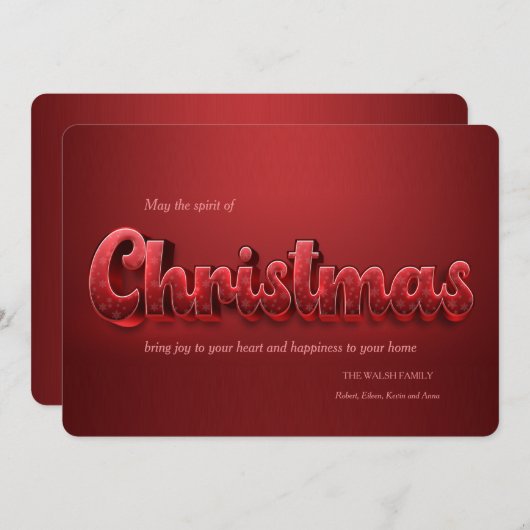 Texte de Noël Effet Carte de Fêtes (Devant / Derrière)