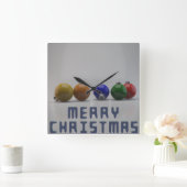 Texte De Noël Et Ornements Carré Horloge Mur (Maison)