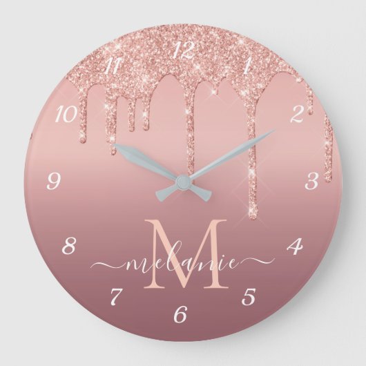 Texte de nom de monogramme Rose Gold Blush Horloge (Recto)