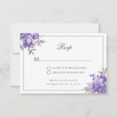 Texte de réponse de mariage Floral Rustique Violet (Devant)