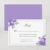 Texte de réponse de mariage Floral Rustique Violet (Devant / Derrière)