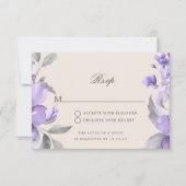 Texte de réponse de mariage Floral Rustique Violet (Devant)