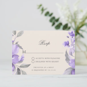 Texte de réponse de mariage Floral Rustique Violet