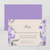 Texte de réponse de mariage Floral Rustique Violet (Devant / Derrière)